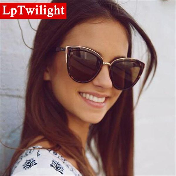 

sunglasses lptwilight fashion cateye women vintage metal eyewear for mirror retro shopping feminino uv400, White;black