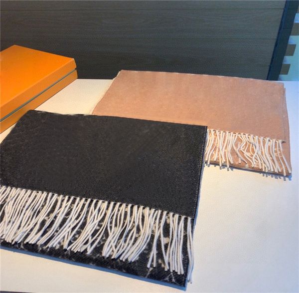 

50%off dropship classic cashmere scarf women's shawl with gift box khaki black 71023c, Blue;gray