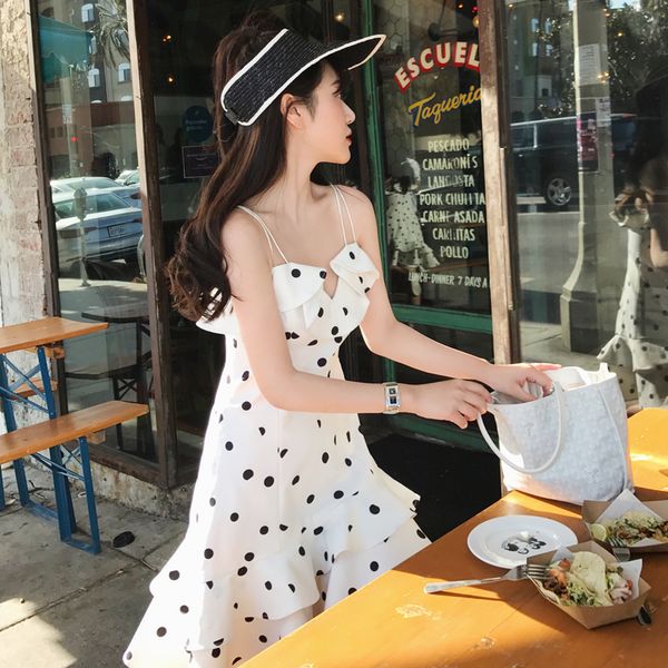 

summer ruffles sweet girl women dress sexy backless print dot women dress short sleeves drapped ladies vestidos, Black;gray