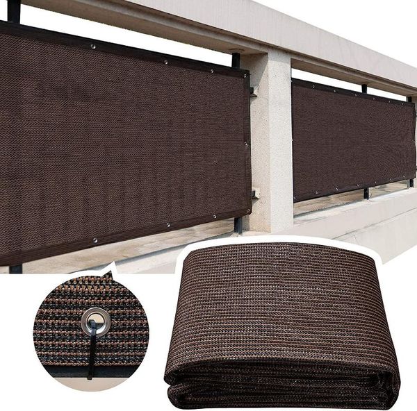 

shade privacy fence screen heavy duty, tarp netting mesh cloth with grommets for patio, balcony, porch deck to cover sun, macha