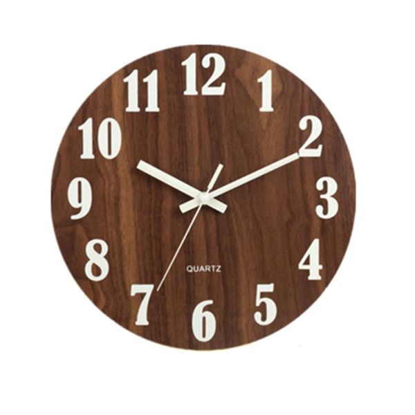 

wall clocks 12inch luminous vintage clock wooden round antique hanging for living room bedroom office