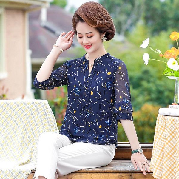 

women's blouses & shirts fashion women v-neck print temperament casual femme ladies loose spring summer blusas mm0776, White