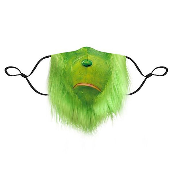 

christmas grinch geek green fur glov cotton mask printing outdoor dustproof