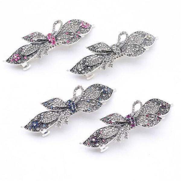 

hair clips & barrettes 1pcs retro rhinestone butterfly crystal clip classical handmade flower hairpin for women cute jewelry accessories, Golden;silver