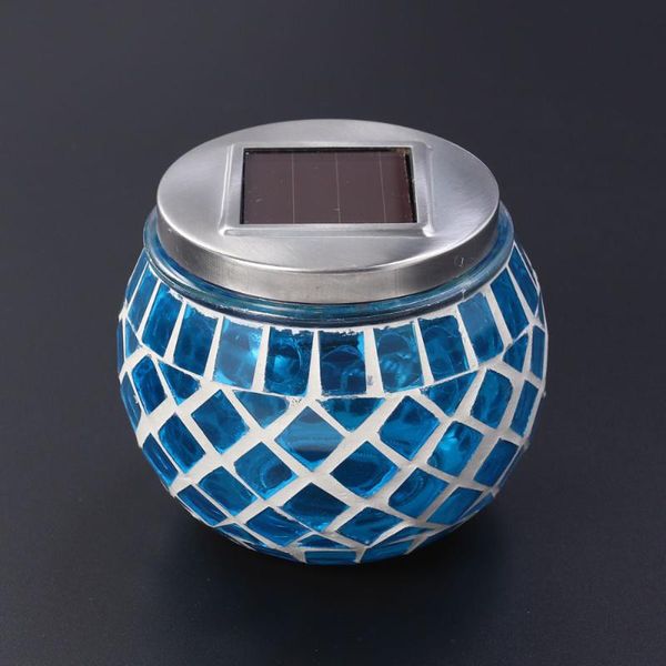 

lawn lamps solar powered led mosaic glass garden light for outdoor - blue