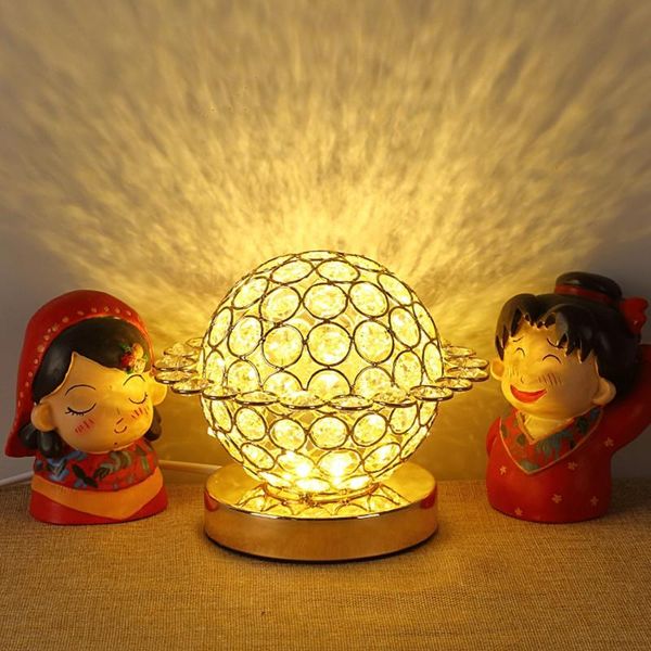 

table lamps mini crystal round ball lamp led small desk bedside light with metal base