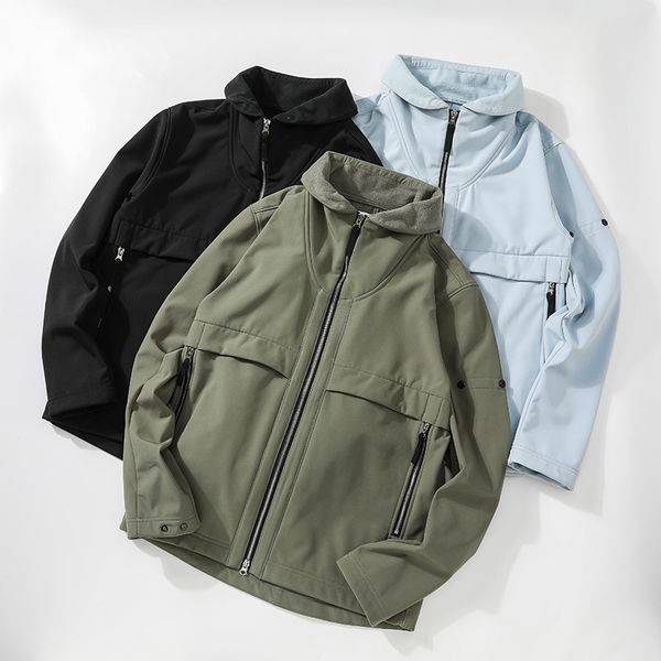 

cptoney 2020fw konng gonng autumn new style lapel soft shell fashion jacket thickened plush mens winter coat imported fabric, Black;brown