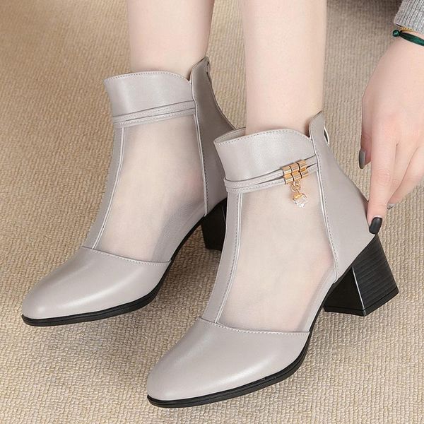 

sandals female summer gauze comfortable breathable summerr short boots plus size 42 43 women mother mesh boot, Black