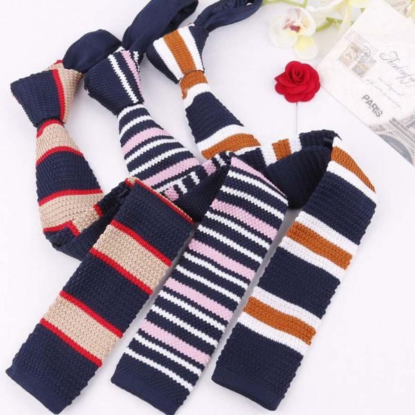 

neck ties 5cm knitted necktie mens women narrow flat head slim skinny woven neckties for wedding party formal cravat custom logo, Blue;purple