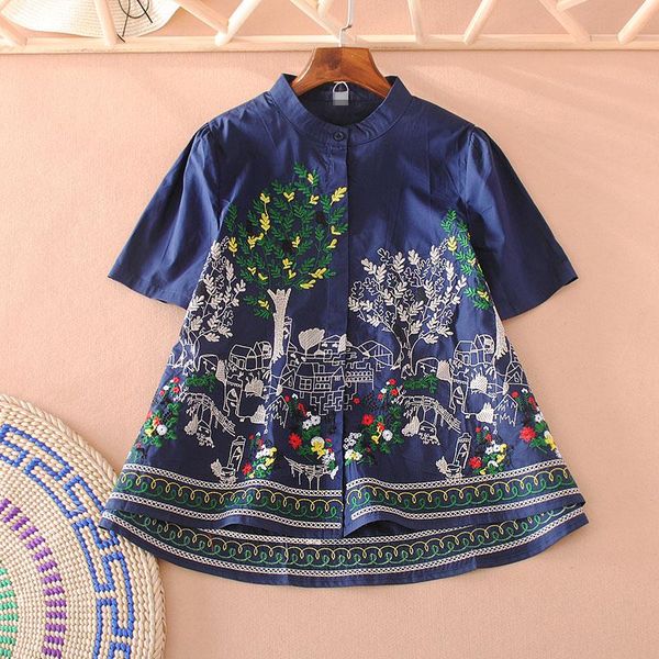 

women's blouses & shirts vanovich 2021 embroidery summer women short sleeve wild cotton casual ladies and fashion clothing, White