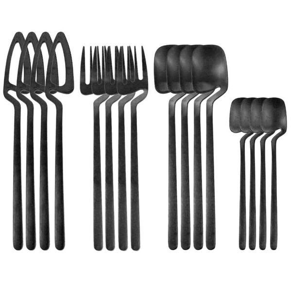 Geschirr-Sets, 16-teilig, schwarzes Geschirr, Edelstahl-Besteck-Set, Neuheit, Messer, Gabel, Löffel, Abendessen, Küche, Besteck, Besteck