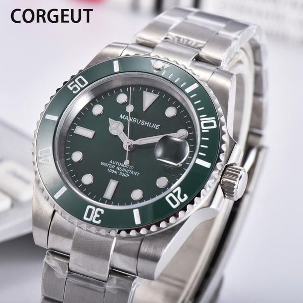 

wristwatches corgeut luxury automatic watch men mechanical movement waterproof sports brand stainless steel wristwatch reloj hombre gree, Slivery;brown