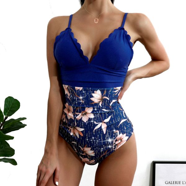 

2021 new one piece swimsuit women patchwork swimwear female v-neck bodysuit monokini push up bathing suit summer beach wear, Black
