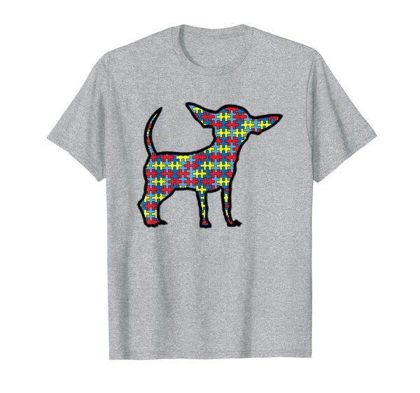 

chihuahua autism awareness kids dog pup puzzle day mom gift t-shirt, White;black