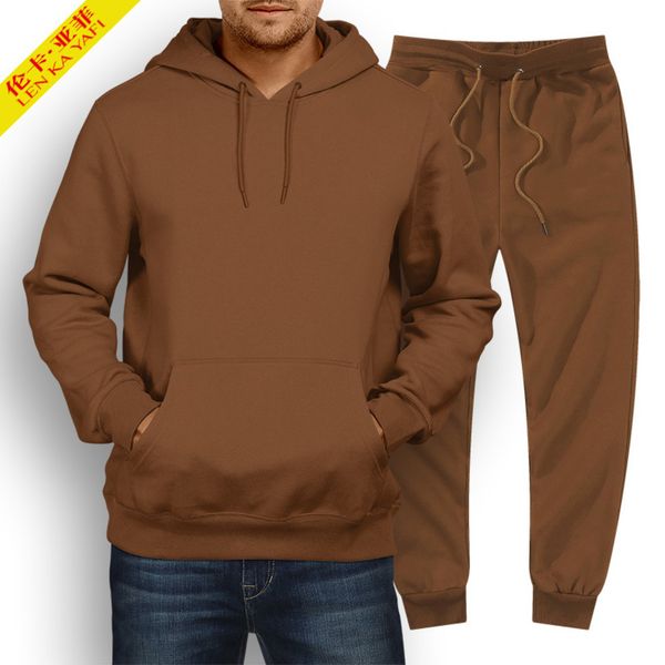 

men's hoodie sweat set, casual sportswear, fashion br, wool, black and gray, winter