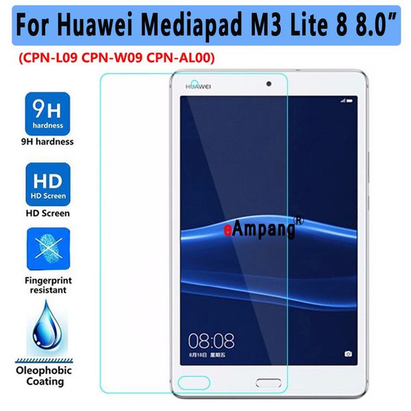 Vidro temperado para Huawei MediaPad M3 Lite 8 8.0 CPN-L09 CPN-L09 CPN-W09 CPN-AL00 Clear Screen Protetor de tela Tablet Film Protetor