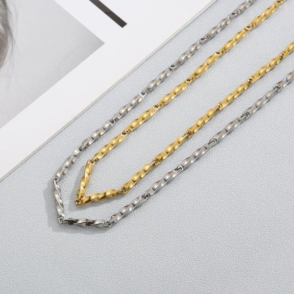 

chains 3.5mm twisted link chain brambles iron choker necklace menhip-hop distortion punk style geometry gifts, Silver