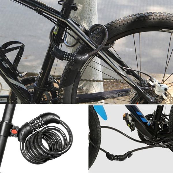 

bike locks wheel up lock high security 5 digit resettable combination coiling cable motorcycle cadenas velo lockp#
