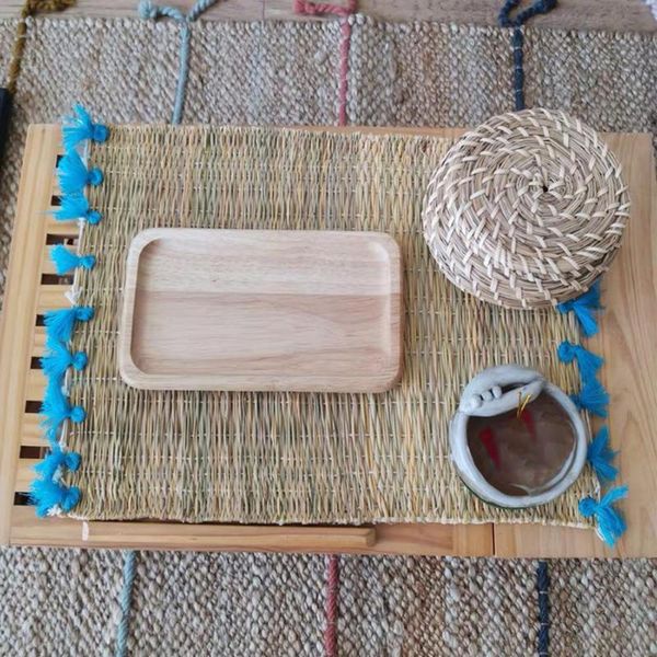 

mats & pads non-slip placemat with tassels straw bohemian style cup for dining