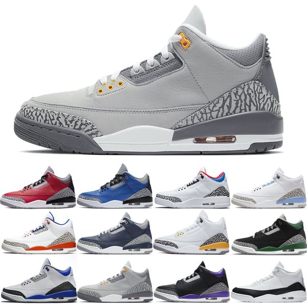 

3s 3 basketball shoes man woman cement cool grey court purple fragment knicks laser orange midnight navy pine green red cement seoul size 36