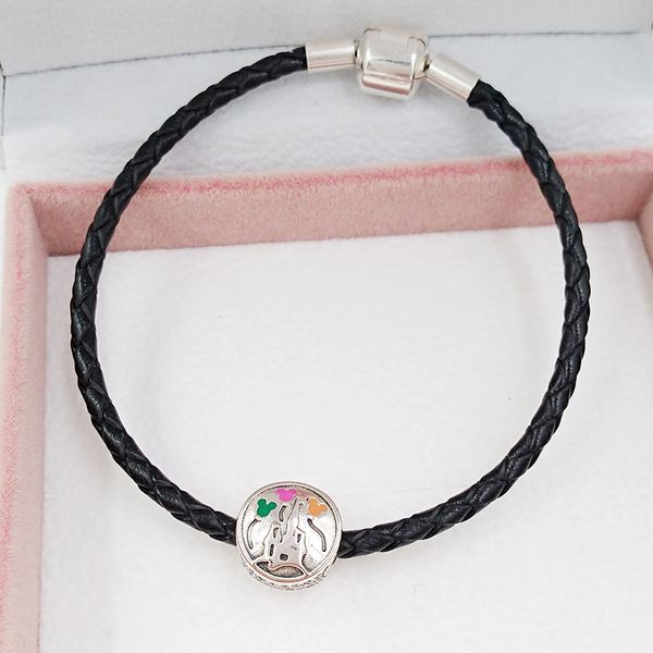 Creazione di gioielli vintage in argento 925 Compleanno Miki Mouse Fascino fai-da-te Bracciale in cristallo Pandora Regali di anniversario per la festa della mamma Collana con catena per testa da donna Pand-C9654