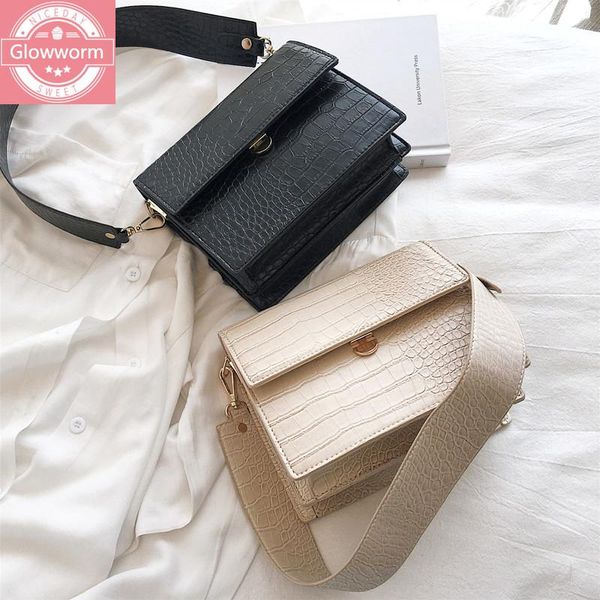 

shoulder bags fashion crocodile women shouder designer wide strap handbags luxury pu leather crossbody bag female small flap lady purses