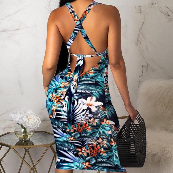 

casual dresses womens ladies sleeveless summer boho printed beach loose sundress tight sling hawaiian dress, Black;gray