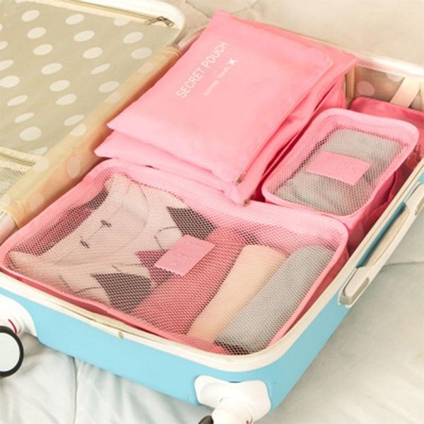 

6pcs waterproof travel clothes storage bags luggage organizer pouch packing case duffel
