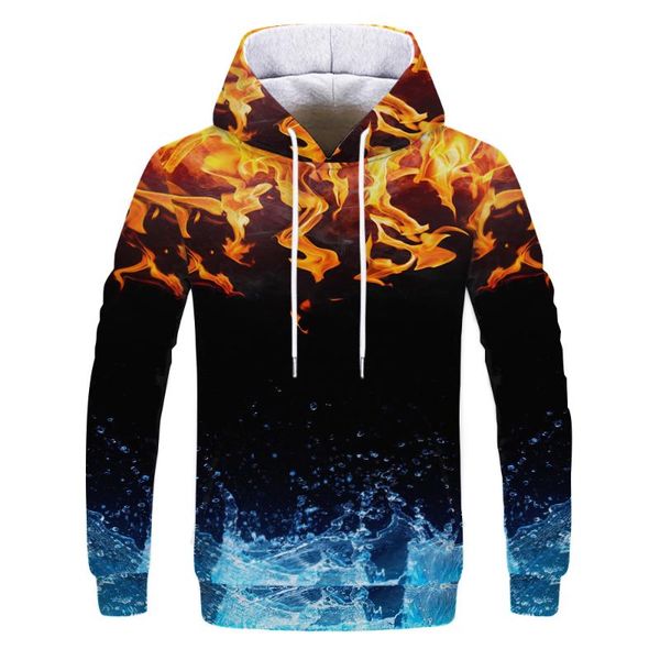 

men's hoodies & sweatshirts winter, spring and autumn fashion super dalian hoodie for men women harajuku round neck flame printing loos, Black