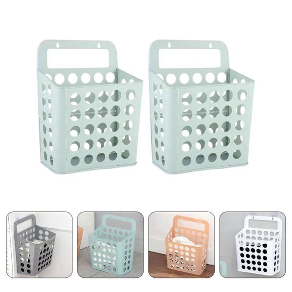 

2pcs no punching hanging basket dirty clothes basket (random color)