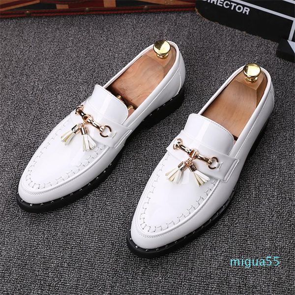 

2021 casual mens glitter rivet tassels flat formal oxfords wedding evening sapato social masculino, Black