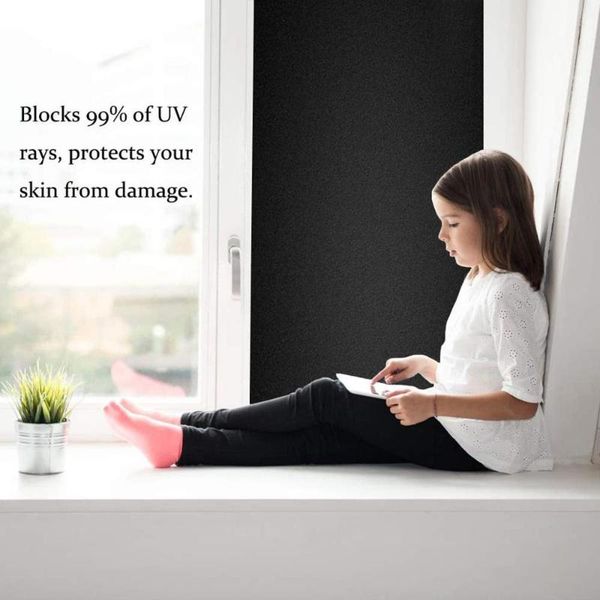

reusable static cling total blackout window film privacy room darkening window tint black cover light blocking sticker