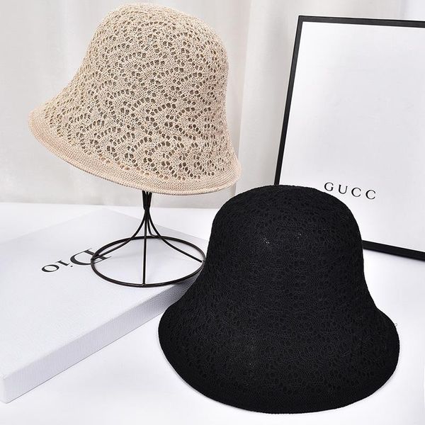 

wide brim hats 2021 fashion woman fisherman hat early spring and autumn woven bucket summer korean wild hollow shade straw, Blue;gray