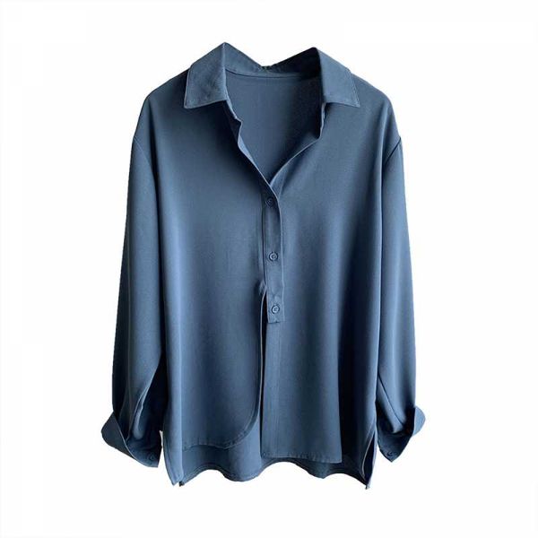 

2021 new blouse shirt spring and autumn long sleeve women blouses office elegant work shirt solid color lapel ladies casual, White