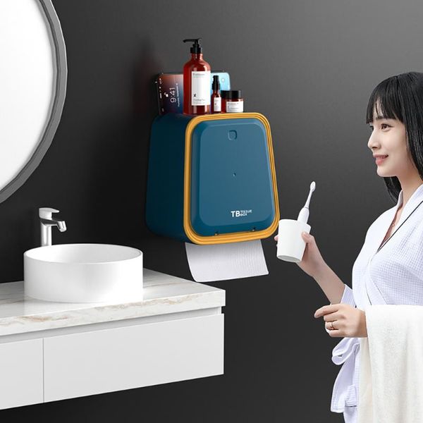 

tissue boxes & napkins toilet box pumping paper roll solid abs storage minimalist phone stand water proof punch-wall hanging