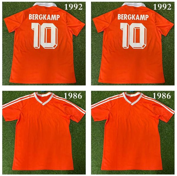 

1992 hollands retro soccer jerseys vintage bergkamp van basten gullit koeman rijkaard neeskens krol thailand quality uniforms 1986 football, Black;yellow