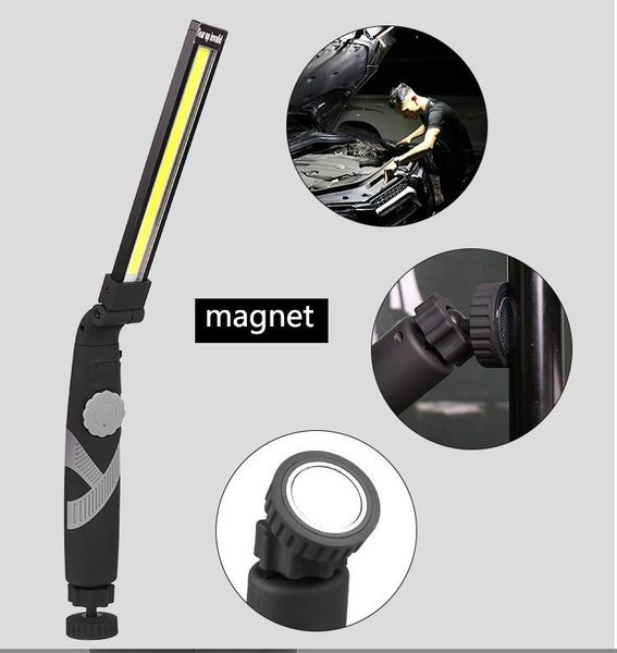 

flashlights torches cob led rotated foldable portable dimming magnetic work light