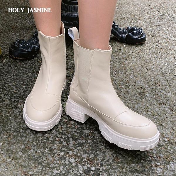 

boots 2021 ins real leather women ankle fashion platform warm fur high heel winter shoes woman casual footwear size 35-42, Black