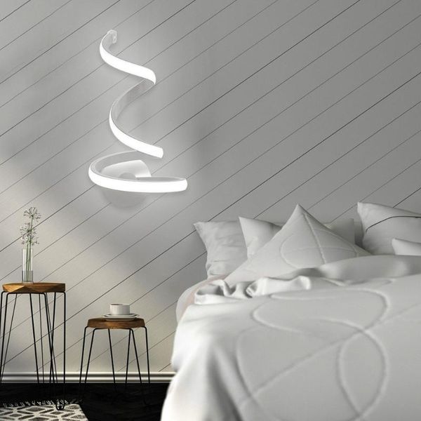

wall mount acrylic metal tv background sconces lamps bedside room bedroom wall decor arts creative spiral led light