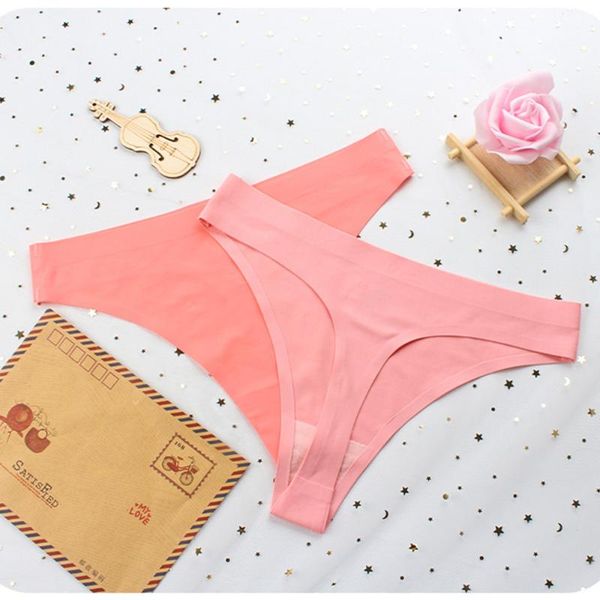

yoga outfit silk women thongs g string seamless panties low-rise ladie t-back solid color comfortable lingerie for female underwear