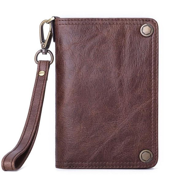 

wallets misfits men's short multi-function netic buckle leather wallet business clutch coffee, Red;black