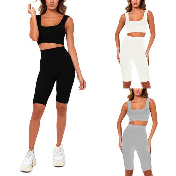 

effects double summer colour sports pack mouwlless vest + shorts suitable training suit women casual clothing setcake, Gray