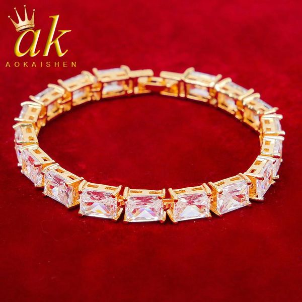 

link, chain baguette women bracelet gold color hip hop jewelry, Black