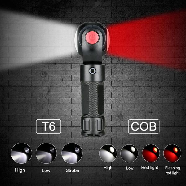 

practical 360Â° rotating t6+cob led torch usb charge tail with magnet
