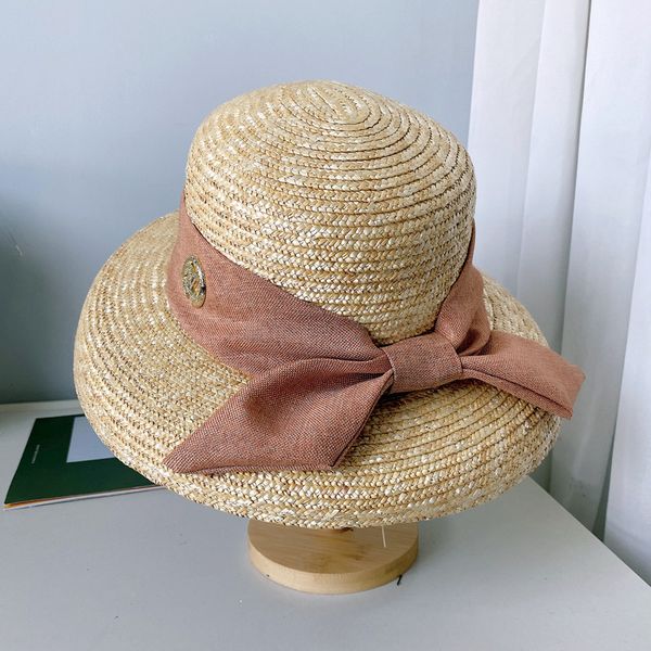 

big hat hepburn straw edge summer sun visor children's holiday bow beach, Blue;gray