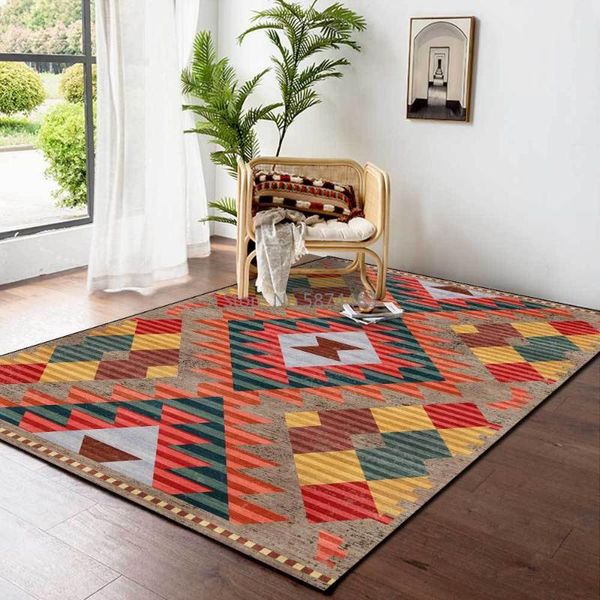 

carpets fashion geometric color block stitching ethnic style living room bedroom bedside carpet floor mat customization