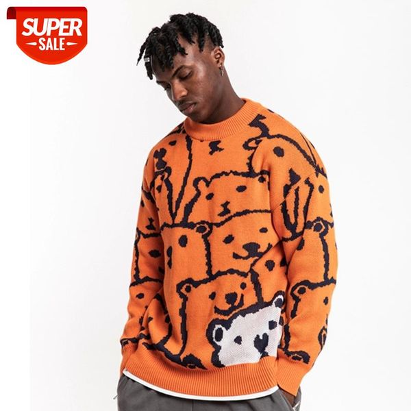

cartoon bear o neck autumn sweater men and women long sleeve harajuku loose pullover sweaters streetwear oversizse hip hop #zr5j, White;black