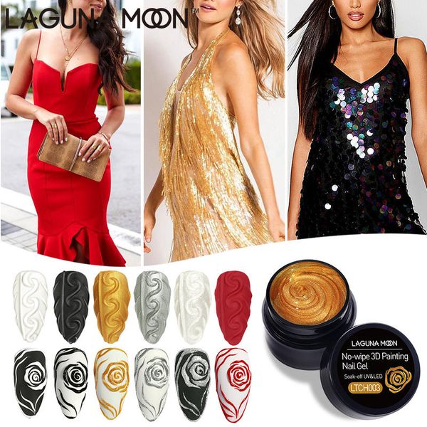 

lagunamoon no-wipe 3d painting gel uv led semi permanent soak off varnishes lacquer stamping gel nail polish 5ml, Red;pink