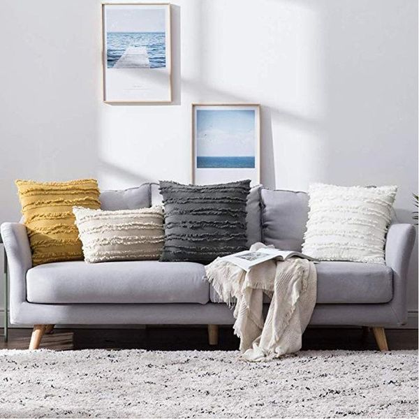 

pillow bohemian style cotton and linen with core, cut flower tassel sofa core for living room home decoration