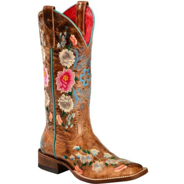 

boots 2021 women's ethnic style embroidery low-heeled fashion 35-43 large size high-tube knight women, Black